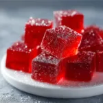 Homemade strawberry gelatin gummies ready to enjoy.