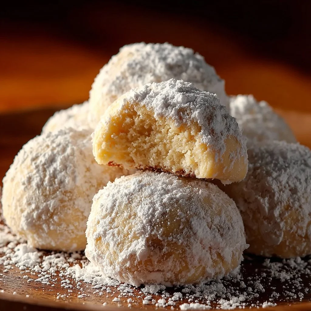 Delicious snowball cookies made with sweetened condensed milk, perfect for festive celebrations.