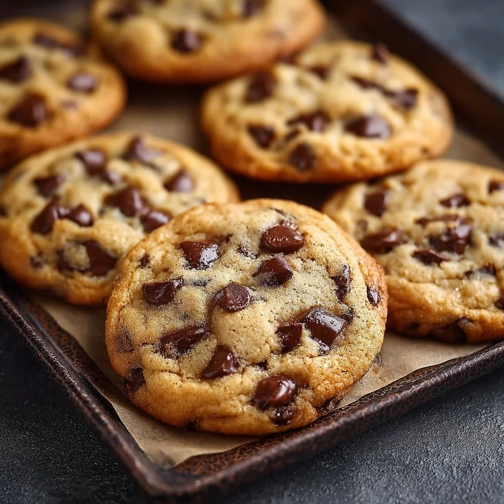 Plate of the best chocolate chip cookies freshly baked with gooey chocolate chips