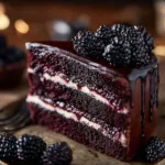 Delicious Blackberry Velvet Gothic Cake with rich frosting and dark decor