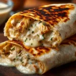 Delicious cheesy chicken garlic wraps on a plate