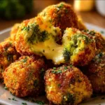 Crispy broccoli cheese balls ready to be served as a tasty appetizer