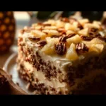 Delicious slice of Elvis Presley Cake topped with banana and peanut butter frosting