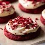 Frosted red velvet cupcake cookies with cream cheese icing