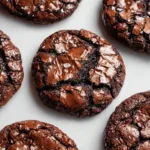 Gourmet brownie cookies displayed on a rustic wooden surface
