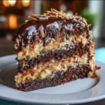 Moist German Chocolate Cake with rich chocolate and coconut frosting