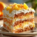 A slice of Pineapple Carrot Cream Cake topped with cream cheese frosting.