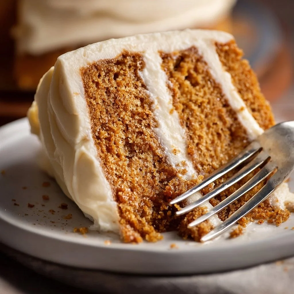 Delicious homemade spice cake topped with creamy frosting and cinnamon sprinkles.