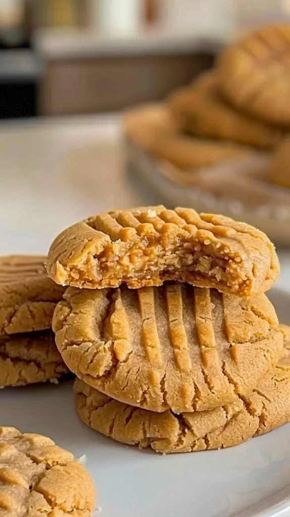 3 ingredient peanut butter cookies served on a plate