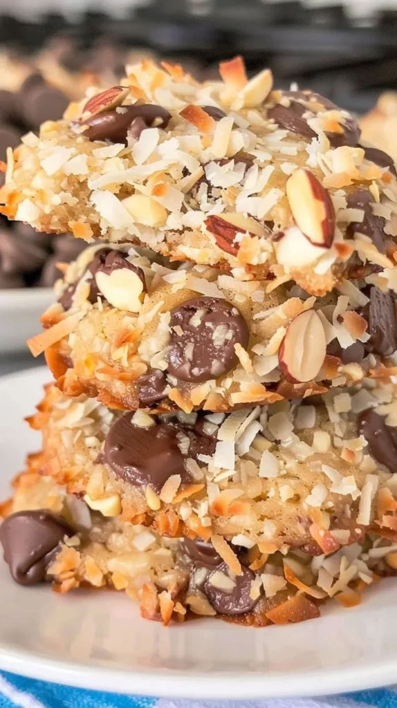Delicious Almond Joy Cookies with chocolate, coconut, and almonds