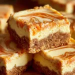 Carrot Cake Bars with Cheesecake Swirl served on a plate