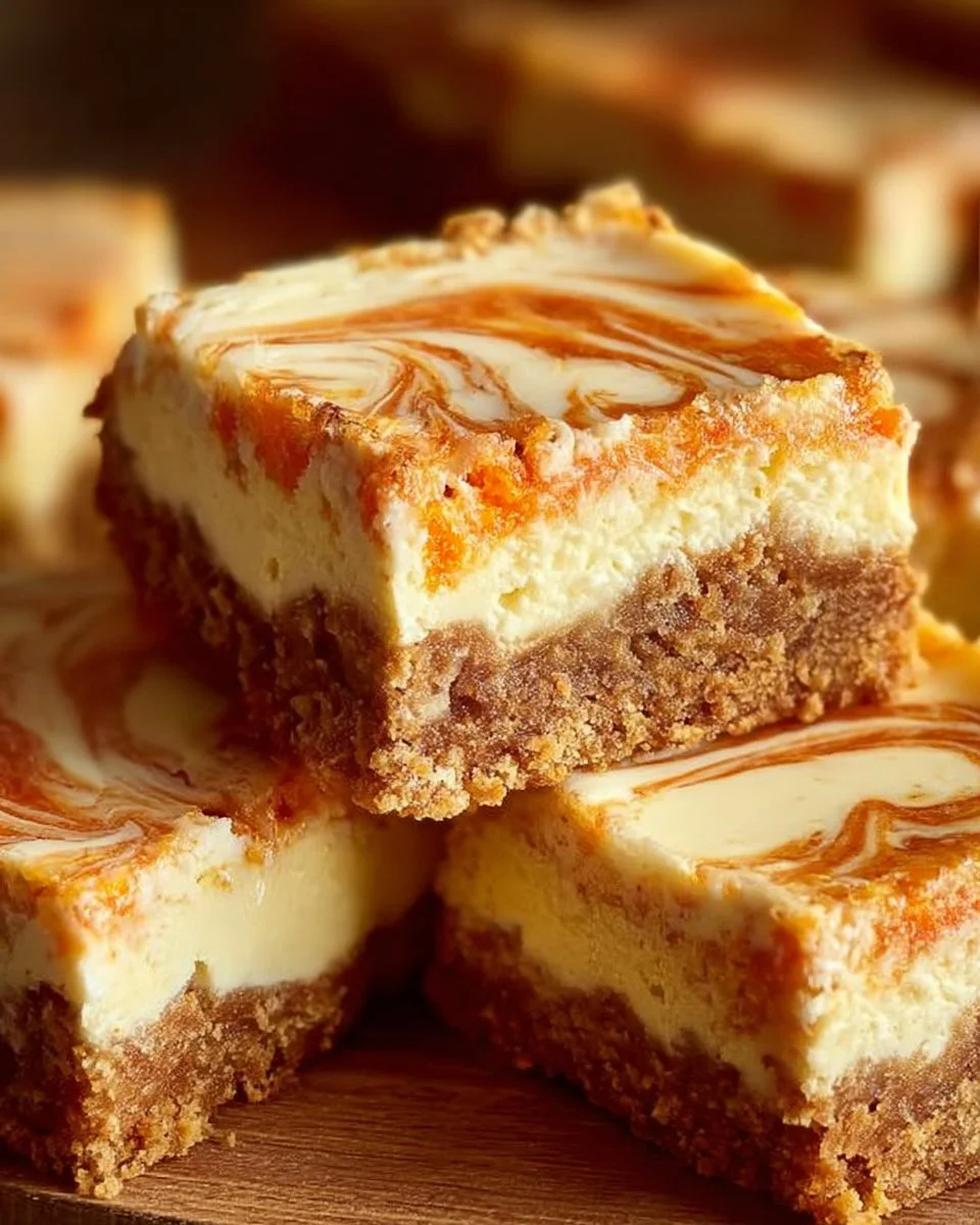 Carrot Cake Bars with Cheesecake Swirl