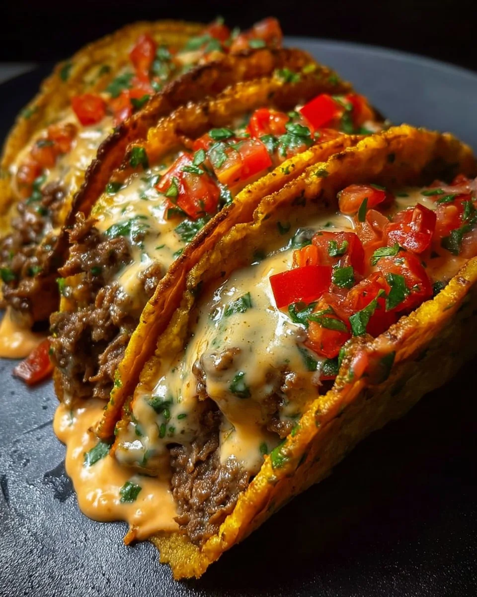 Cheesy Rotel Beef Tacos