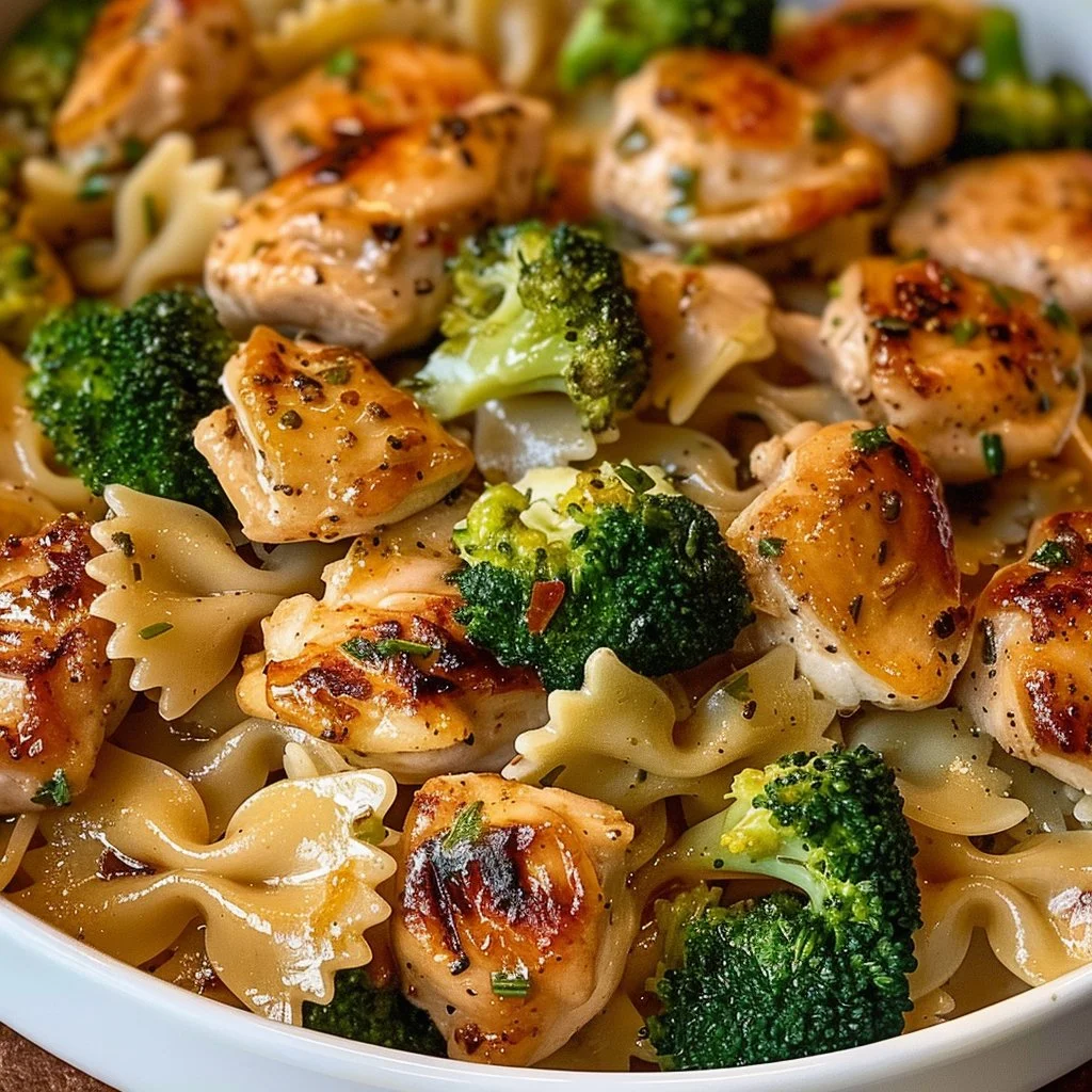 Cowboy Butter Lemon Bowtie Chicken with Broccoli