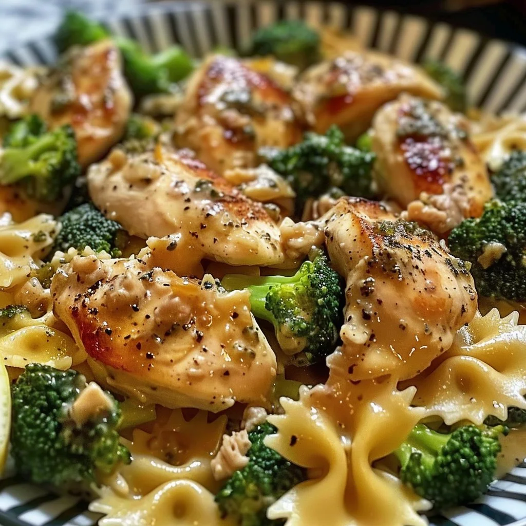 Cowboy Butter Lemon Bowtie Chicken with Broccoli