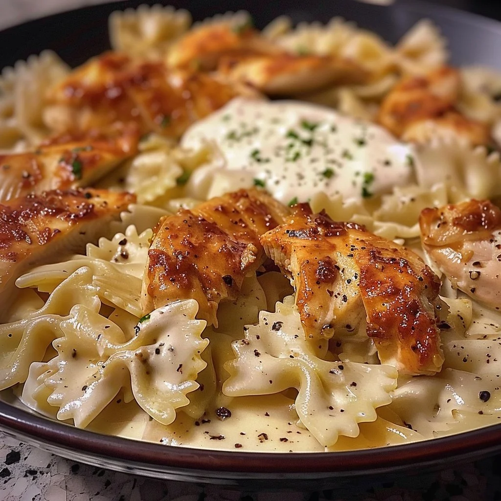 Creamy Mozzarella Garlic Butter Chicken Bowties in 5 Steps