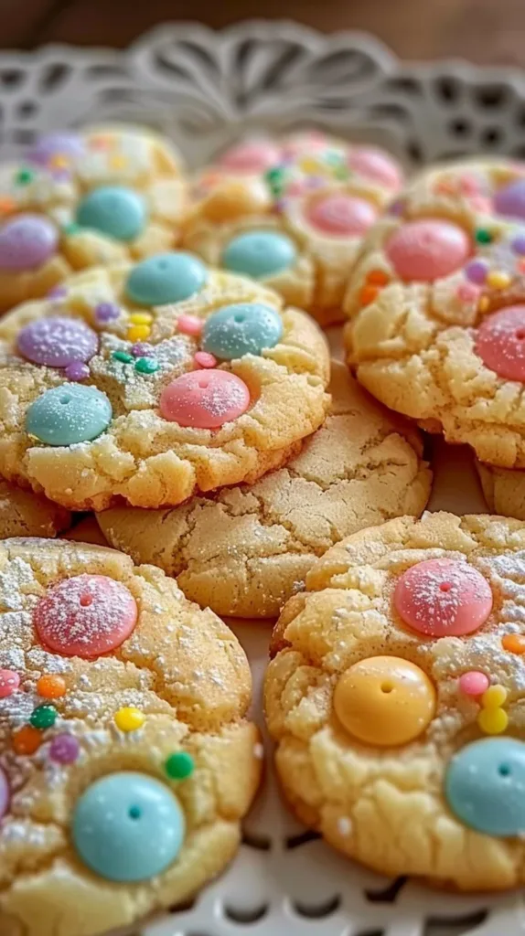 Easter Bunny Button Cookies decorated for a festive holiday treat