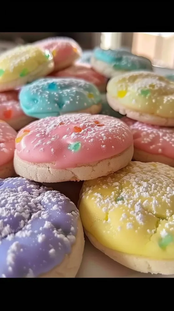 Colorful Easter Day Jello Cookies on a decorative plate