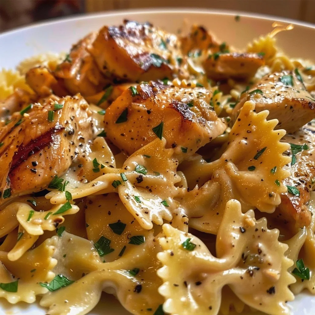 Easy Creamy Garlic Butter Chicken Bowtie Pasta Dinner