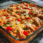 Fajita Chicken Casserole served with colorful vegetables and cheese