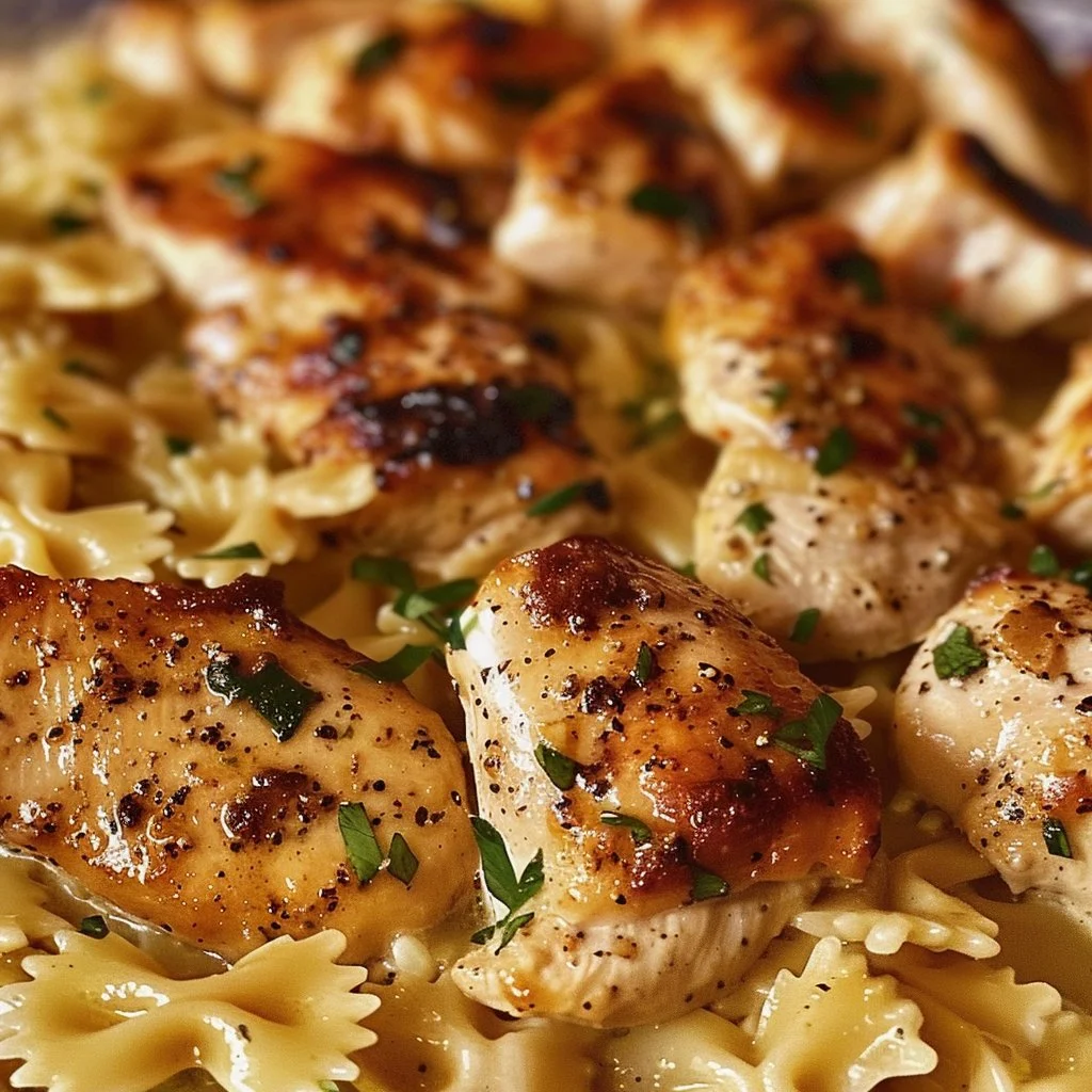 Garlic Butter Chicken with Bowtie Pasta