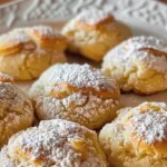 Grandma's Sicilian ricotta almond cookies on a plate, showcasing their delicious texture.