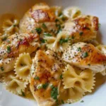 Delicious Mozzarella Garlic Butter Chicken served with herbs and spices
