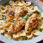 Delicious Mozzarella Garlic Butter Chicken served with herbs and seasoning
