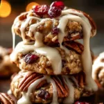 No-bake cranberry pecan cookies displayed on a white plate