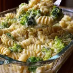 No-boil broccoli pasta bake with cheese and vegetables