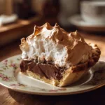 Delicious Old Fashioned Chocolate Meringue Pie topped with fluffy meringue