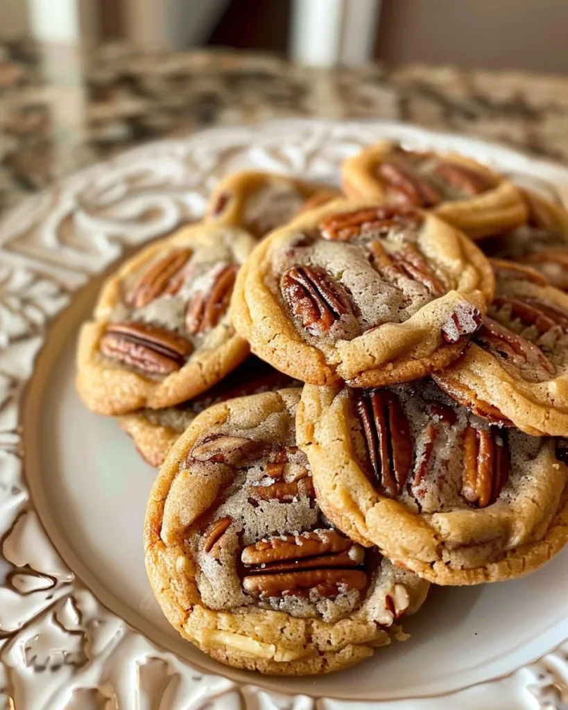Delicious homemade pecan cookies with a crunchy texture and sweet flavor