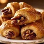 Delicious homemade Pecan Pie Crescents on a wooden table