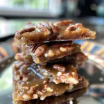 Homemade pecan praline candy with crunchy pecans and caramel