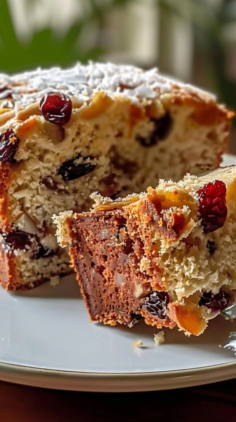 Rich & Moist Coconut and Mixed Fruit Traditional Cake