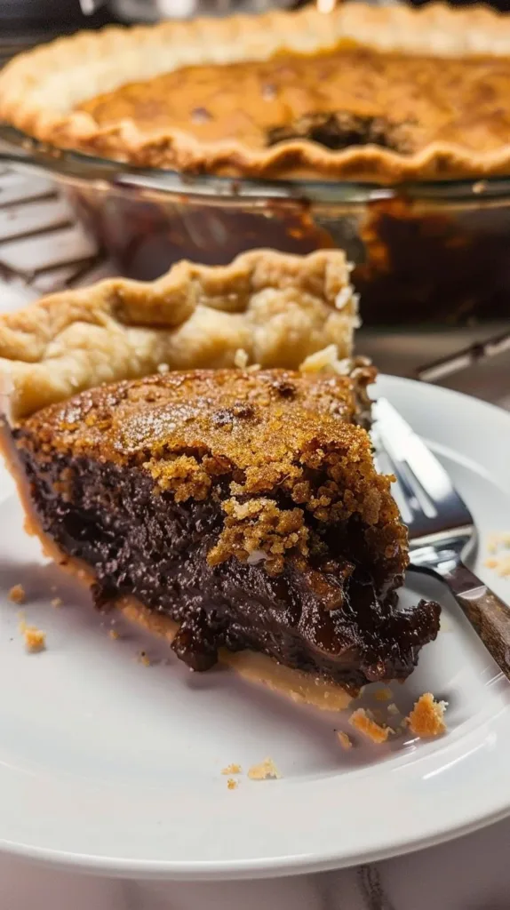 Delicious Shoofly Pie showcasing its rich filling and crumbly top crust