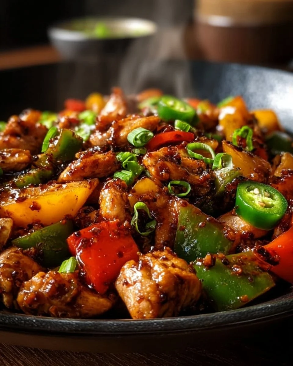 Spicy Jalapeño Chicken Stir-Fry served in a vibrant bowl