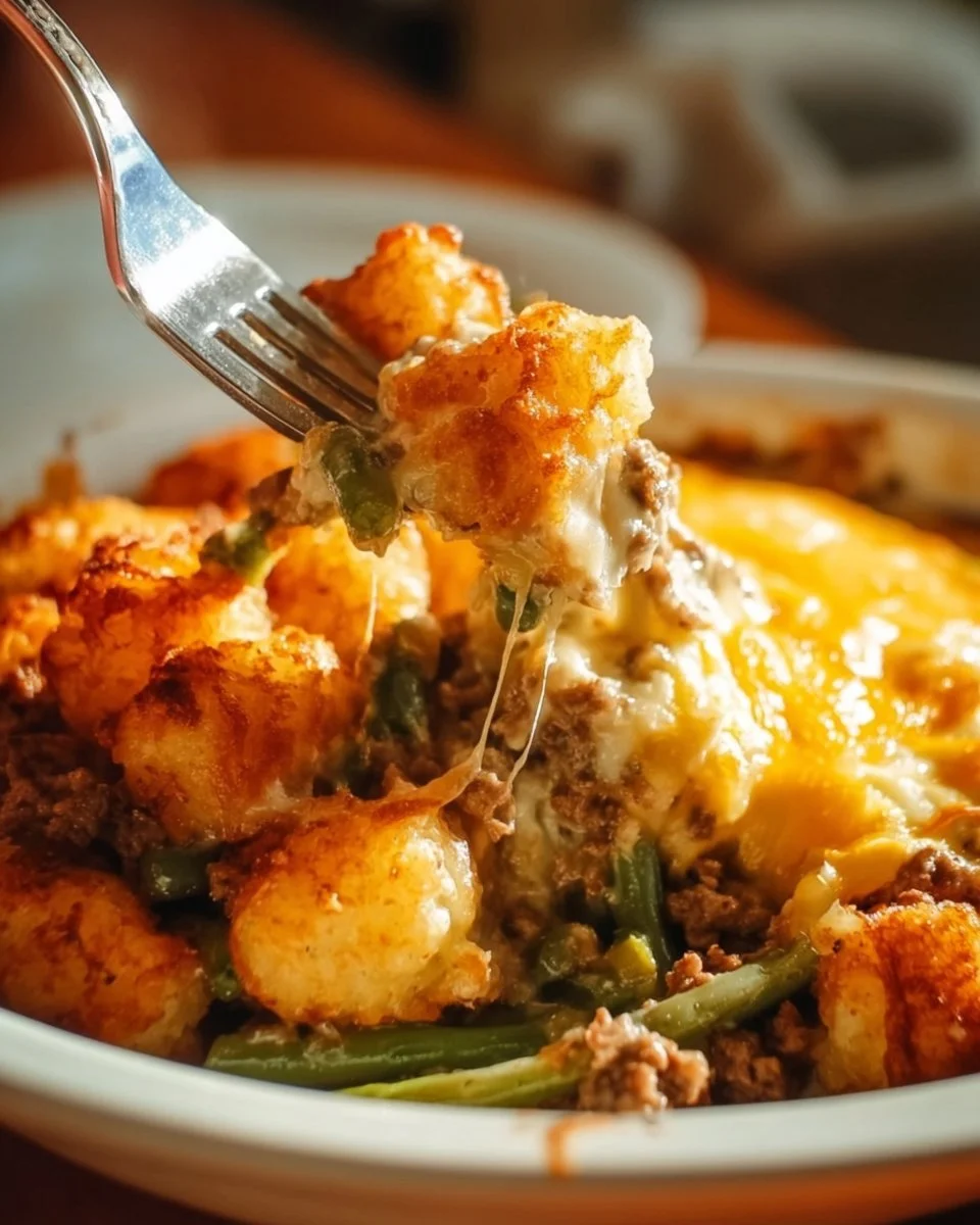 Tater Tot Hamburger Green Bean Casserole