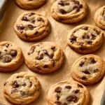 Delicious brown butter chocolate chip cookies on a cooling rack