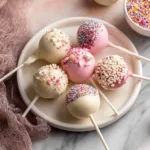 Colorful cake pops displayed on a stand for a festive celebration.