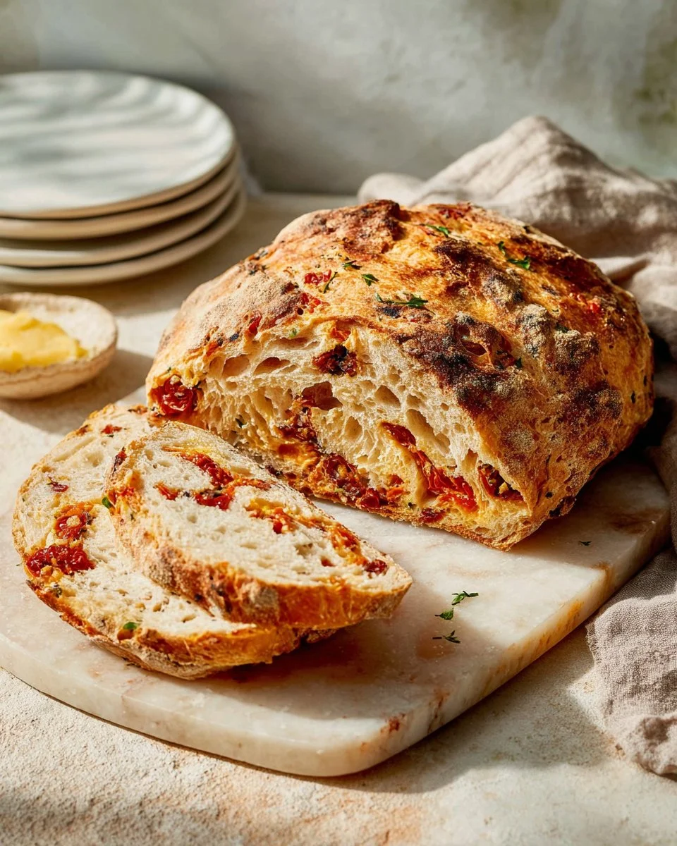 Cheesy pepperoni bread fresh out of the oven, garnished and ready to serve.