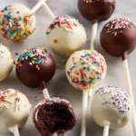 Delicious and colorful chocolate cake pops for a festive dessert display.