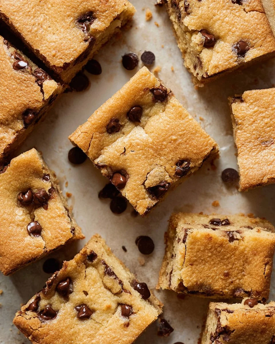 Delicious chocolate chip cookie bars fresh out of the oven