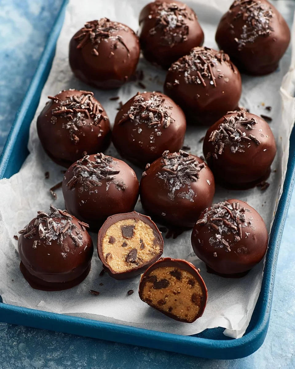 Delicious chocolate chip cookie truffles arranged on a plate