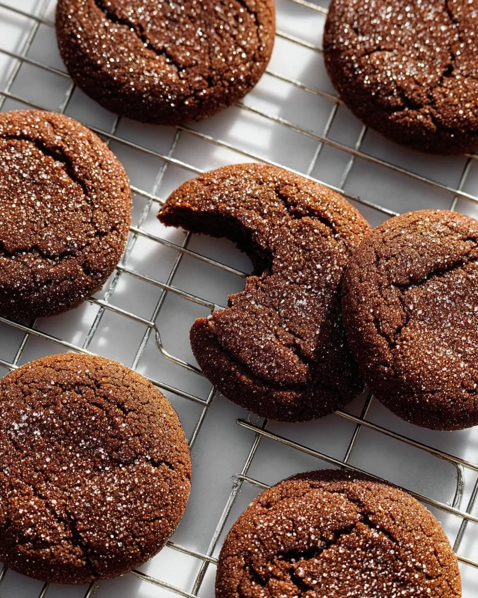 Delicious Chocolate Snickerdoodle Cookies on a cooling rack