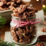 Bowl of candied cinnamon sugar pecans ready to eat