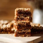 Homemade Fig Oat Bars topped with fresh figs and oats
