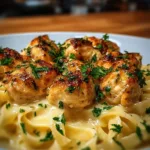 Delicious Garlic Butter Chicken served on a plate with herbs and garlic