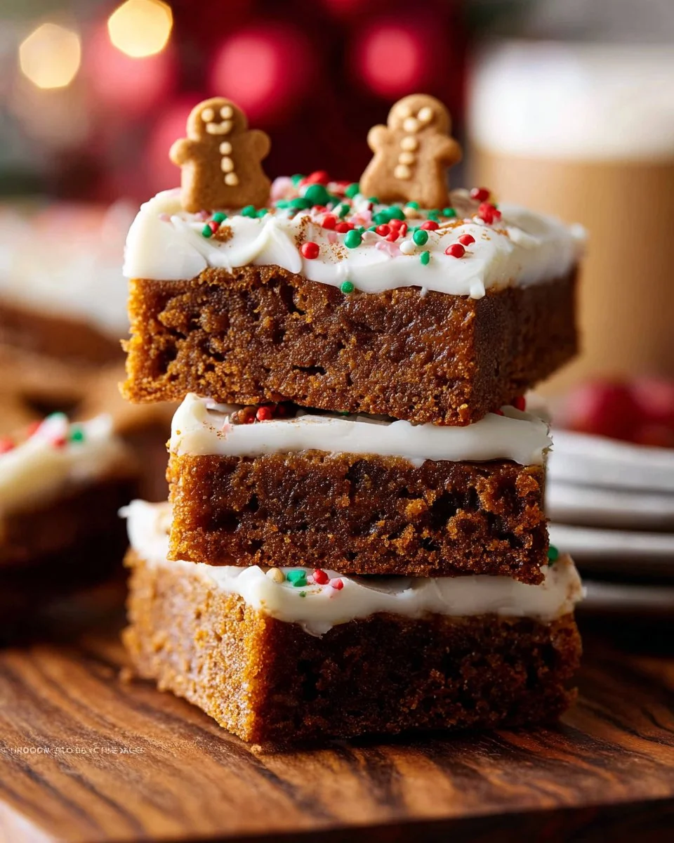 Gingerbread Cookie Bars with Spiced Cream Cheese Frosting