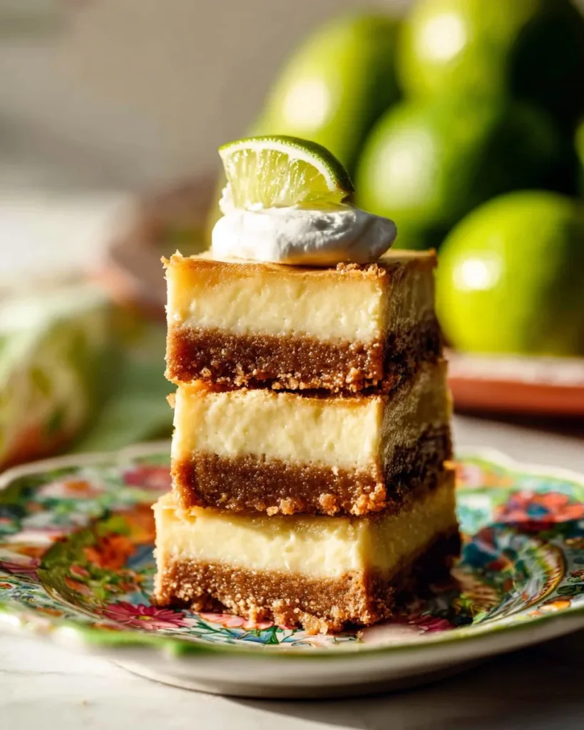 Delicious Key Lime Cheesecake Bars with a crumbly crust and creamy filling